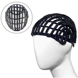 Black Braided Wig Cap Breathable Elastic with Adjustable Straps Cornrow Cap for Crochet Braids