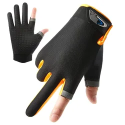 Unisex Two - Finger Cut Touchscreen Anti - Slip Sun - Proof Breathable Gloves (Orange)