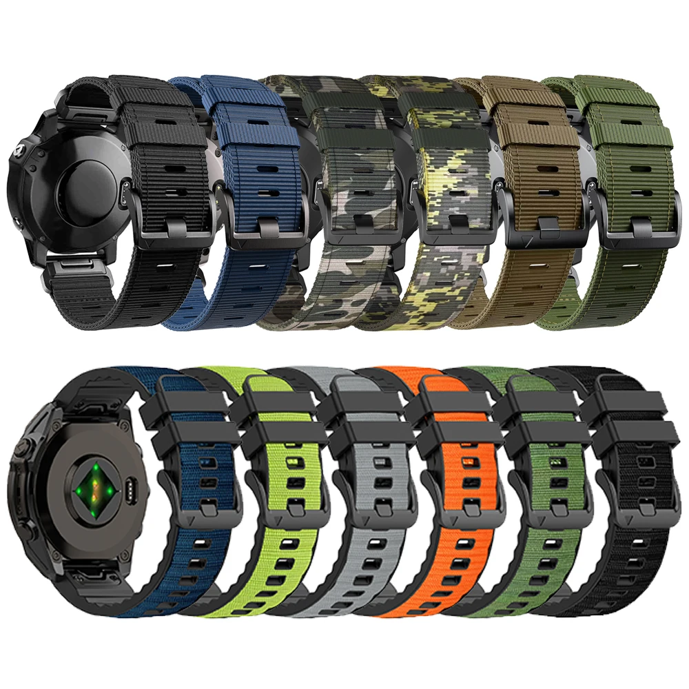 Quickfit 22/26mm Nylon+Silicone Sports Watchband Strap