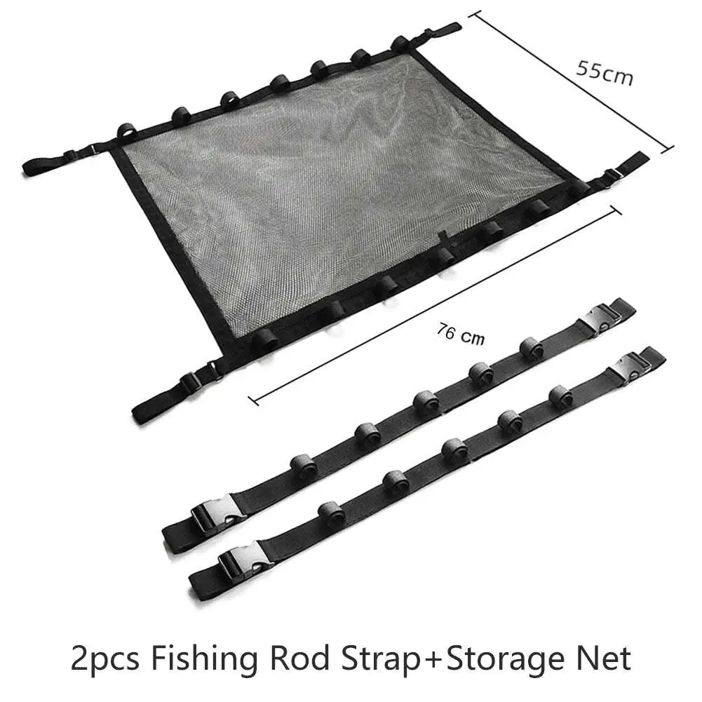 High-Quality 2PCS Car Fishing Rod Strap for SUV Durable Capacity Storage Net