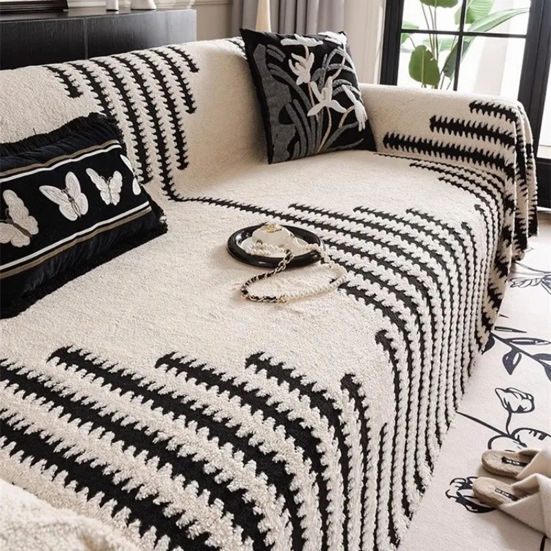 Simple Fashion Sofa Towel Mat Thicken Plush Non-slip All-inclusive Corner Seat Cover Winter Warm Couch Cushion for Living Room 3