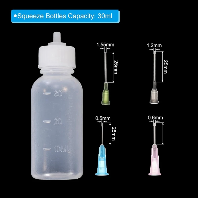 CQMF-1 Oz Precision Applicator Bottles, 8Pcs 30Ml Needle Tip Squeeze Bottle Small Squeeze Bottles Mini Needle Bottle Caps 6