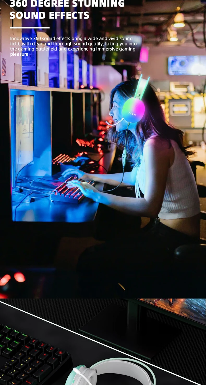 Aula s505 gaming headset med rgb lys og usb kabel_voghion.com