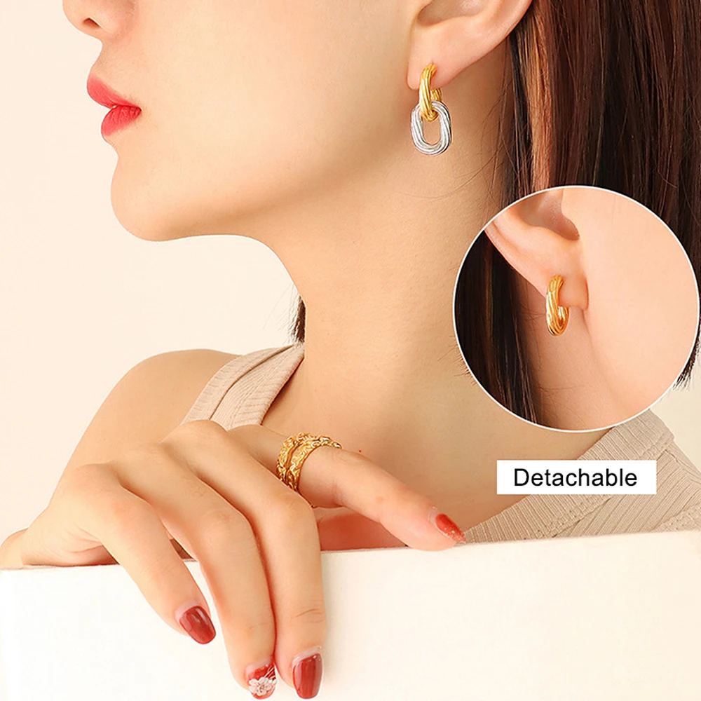 

2023 New In Embossing Separable Titanium Steel Drop Earrings For Women Luxury Designer Jewelry Accessories