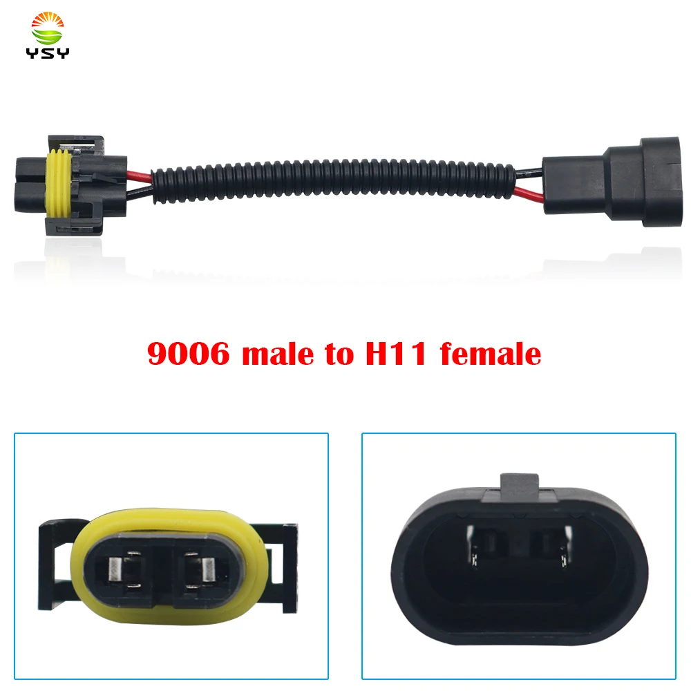 1pcs 9006 male to H11 female Conversion Connector Wiring Harness Headlight Fog Light Plug Cable Socket Connector bulb holders light wiring connector led light lamp socket turn light wiring connector 1157 12v 2pcs harness wire