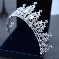 Wedding Hair Tiara Crystal Bridal Tiara Crown Silver Color Diadem Veil Tiaras Wedding Hair Accessories Headpieces Head Jewelry 3