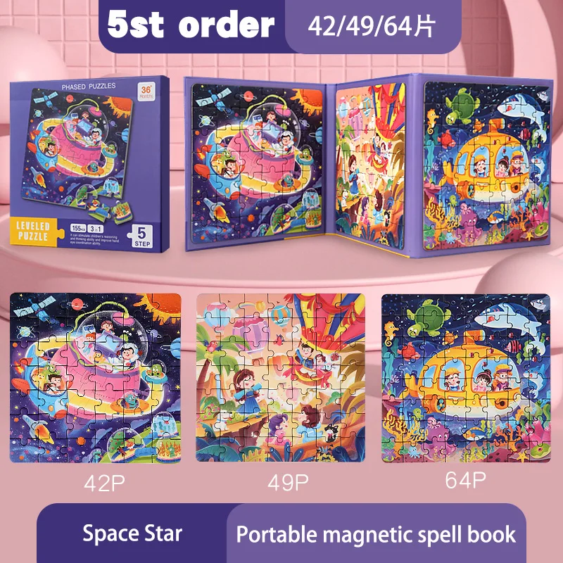 Puzzle Per 3-6 Anni Puzzle Magnetico Bambini 3 In 1 - 25-30-42