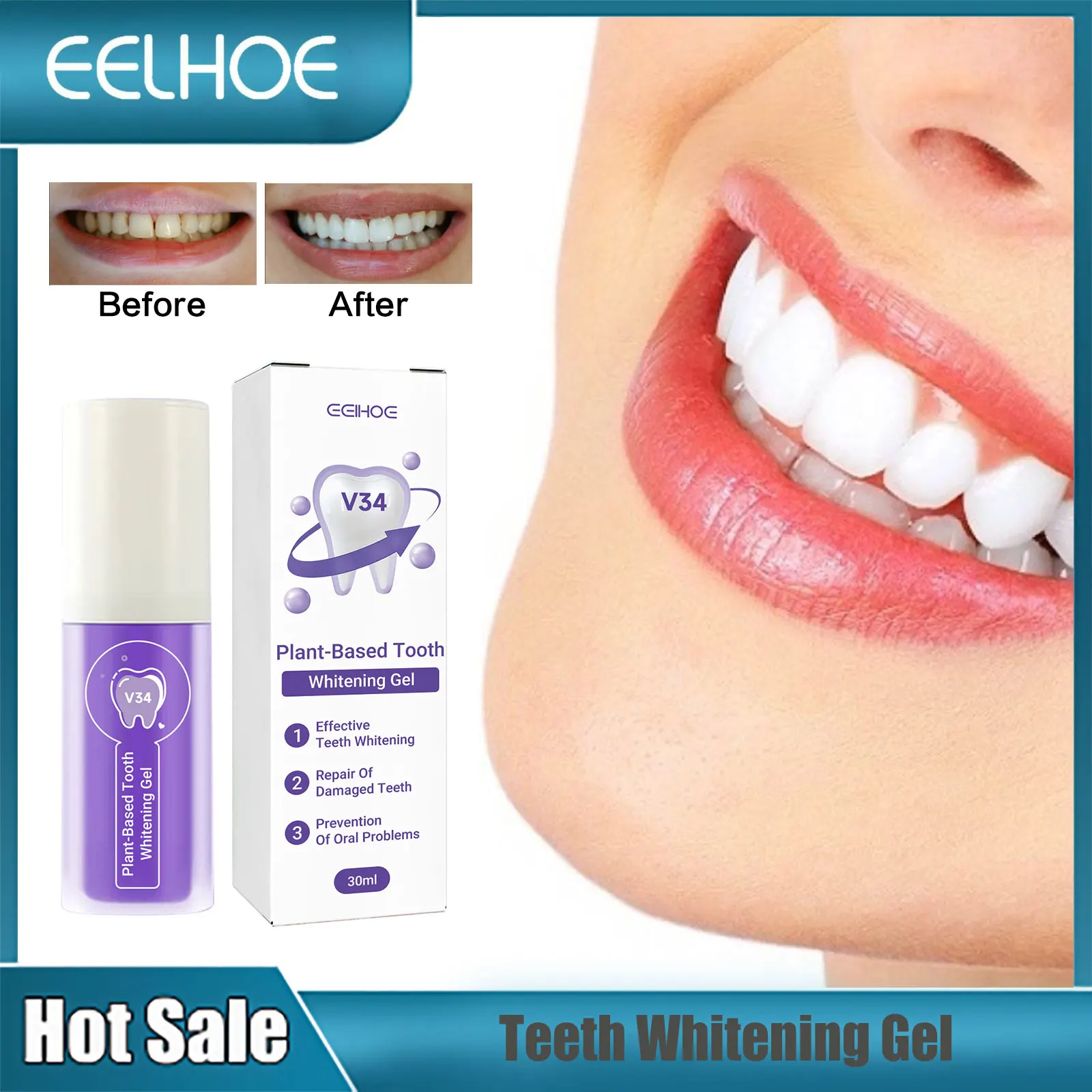 

EELHOE Whitening Teeth Gel Oral Cleaning Stains Remove Plaque Fresh Breath Yellow Tooth Bleaching Toothpaste Dental Hygiene Care