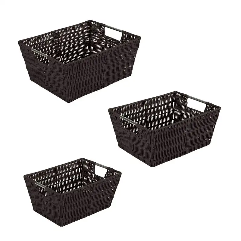 

Pack Multi Sized Set Rattan Storage Basket Tote in Chocolate Brown