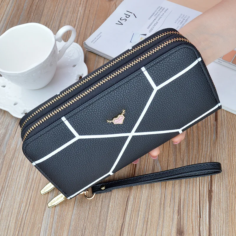 Wallet Women's Long Handbag Purse New Fashion Large Capacity Double Zipper  Mobile Phone Bags Cards Holder Printing Clutch Bag - AliExpress