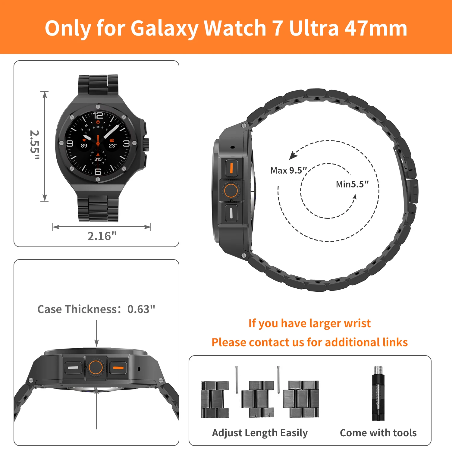 Mod Kits For Samsung Watch Ultra 47MM Metal Case Band For Samsung Galaxy Watch Ultra LTE 47mm Luxury Men Bracelet Accessories