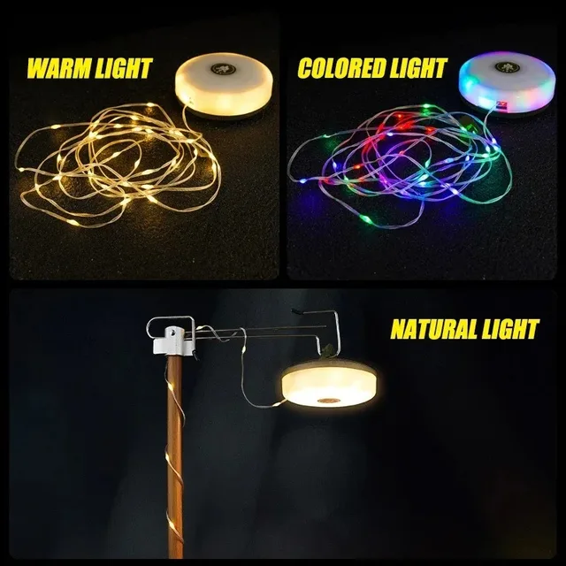 Multifunctional 4 in 1 Design Camping Light String USB Rechargeable Outdoor Tent Decor Light XTE LED Flashlight with Magnet Hook 2