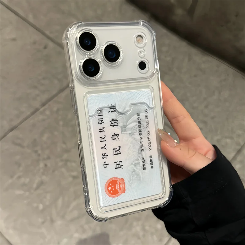 Shockproof Card Holder Pocket Phone Case with Clear Design