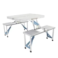 Outdoor camping dining table aluminum alloy one-piece folding table and chairs 1