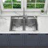 33" x 22" x 9" Drop In Double Bowl Kitchen Sink with 18 Gauge 304 Stainless Steel Satin Finish HT3322D-9-S (Sink Only) 1