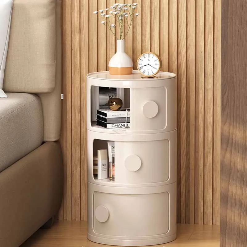 

Organizer Japanese Nightstand Nordic Round Minimalist Storage Nightstands Chest Drawers Bedroom Tables De Nuit Furniture Home