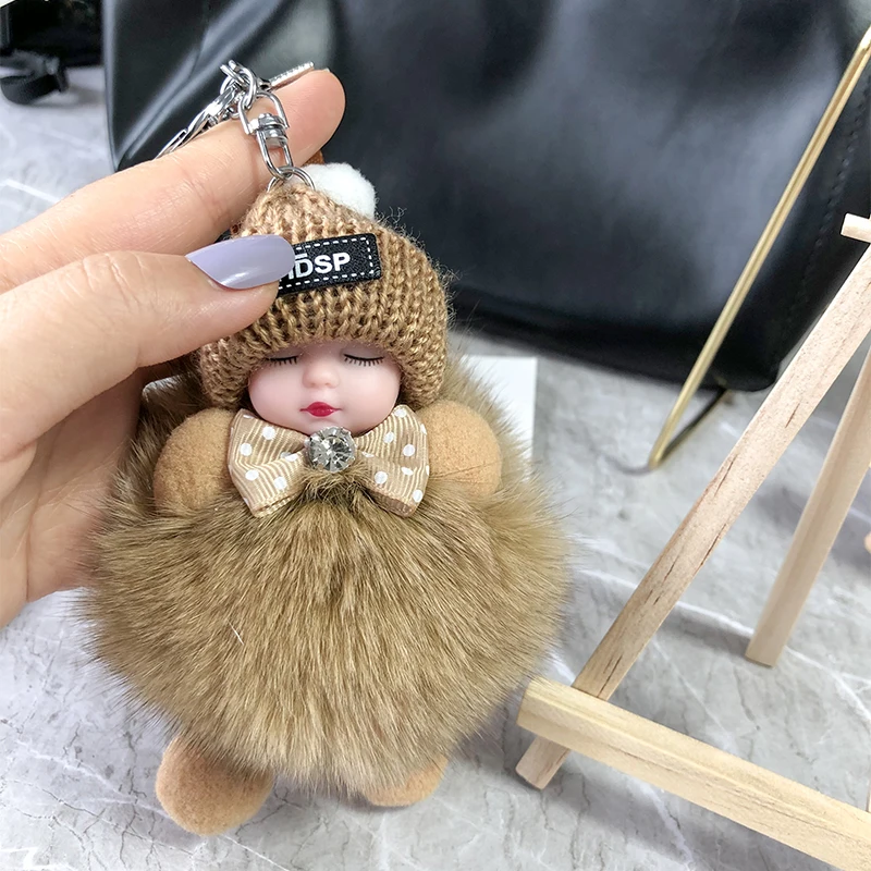 

Real Fox Fur Pompom Keychain Fur Key Chain Plush Cute Fluffy Accessories Key Chain Doll Ring Fur Pom Pom Keychains Bag Charm