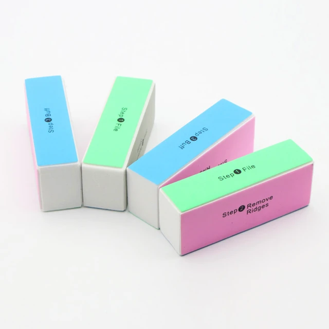 Unique Bargains 2 Pcs 4‑in‑1 Nail Buffer Block Smooth & Shine Block 4 Color  Blue Pink White Green Stainless Steel - Walmart.com