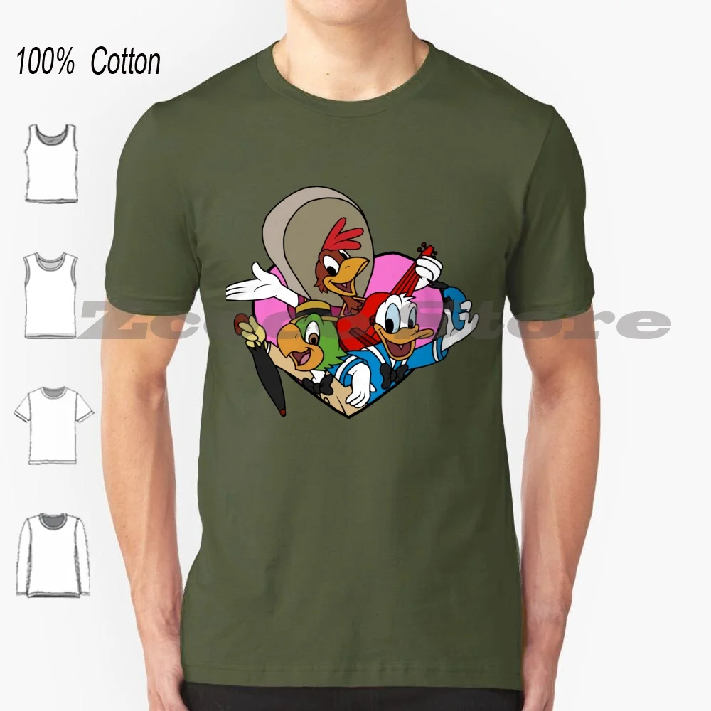 Three Caballeros Love T-Shirt 100% Cotone Uomo Donna Modello Personalizzato Tre Caballeros Dolnald Josè Pistole