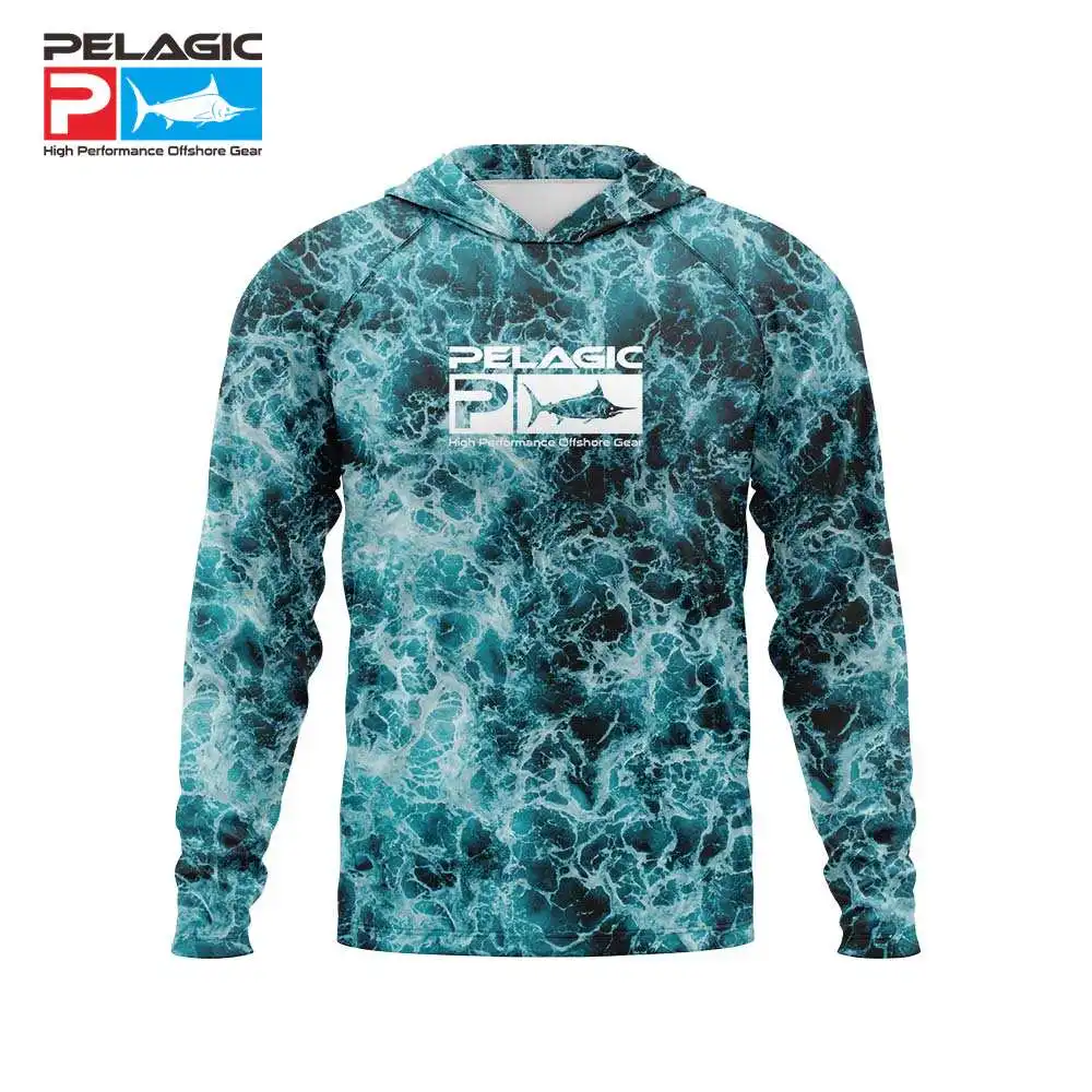 New Pelagic Gear Hoodie Fishing Shirts Men Long Sleeve Quick Dry Sweatshirt  Summer Dresses Breathable Jersey UV Fishing Clothing