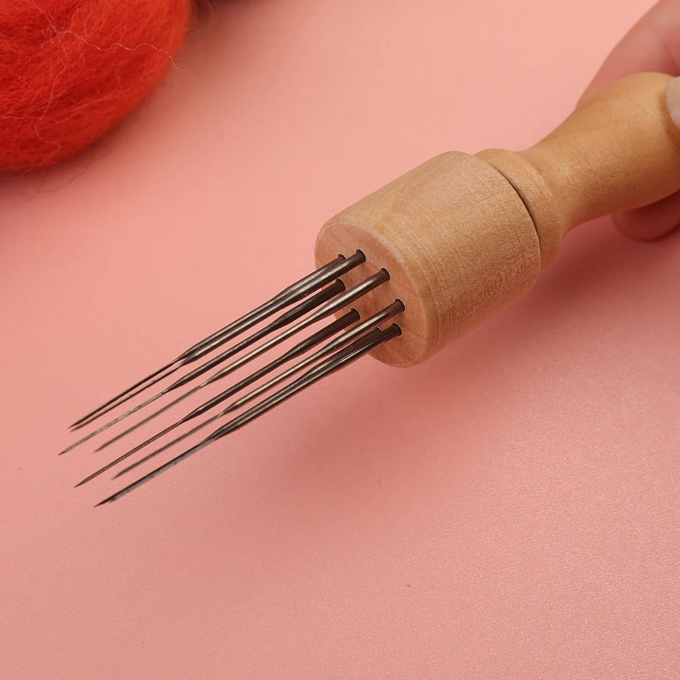 KRABALL Wool Felting Needles Kit Wood Handle Felting Needles Wool Felt DIY Craft Tool For Handmade Doll Making Tools Set