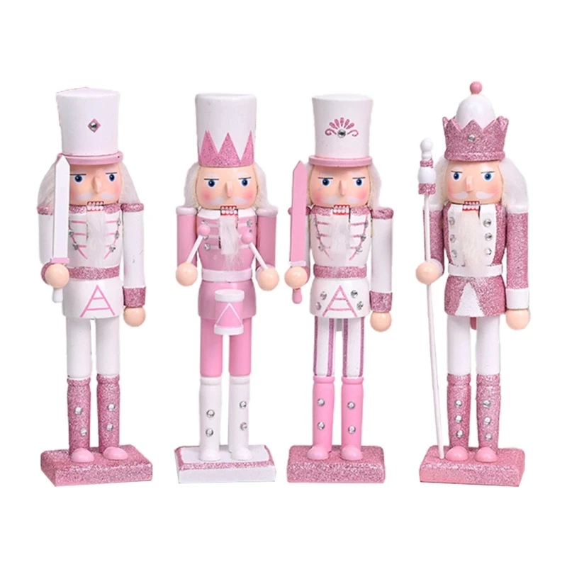 

4-Pack Soldier Nutcracker Set Wood Christmas Ornament 4-Pack 12-in Statues Nutcracker Collection Decorations