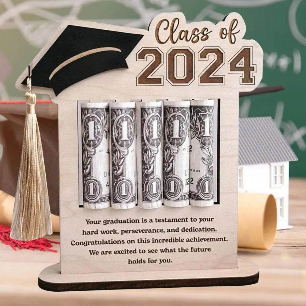 Graduation Money Organizer Cash Holder Desktop Decoration Stable Burr-Free Wooden Ornament Party