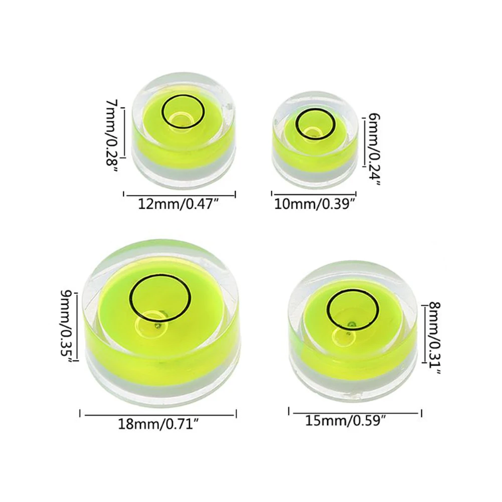 5 stücke Rund Mini Wasserwaage Set Meter Blase Neigungsmesser Grün Bullseye Kameras Messen Werkzeuge Horizontale Lineal – Detail 6