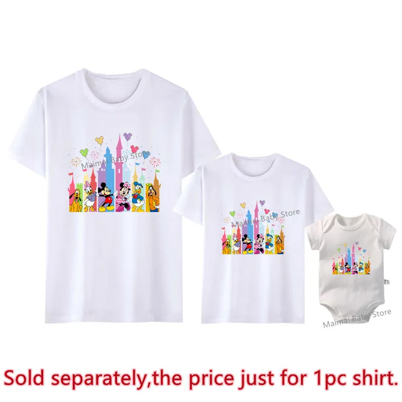 New Castle Mickey Minnie Family Matching Shirts Cotton Father Mother Kids First Disney Trip Tshirt Funny Disneyworld Tees Tops 5