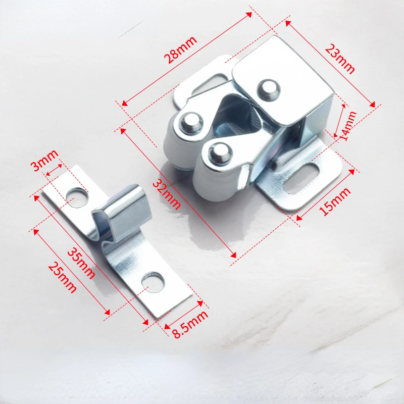 Press Home Wardrobe Door Buckle Touch Bead Magnetic Dual Wheel Spring Fixed Lock Buckle Low Foot Cabinet Door
