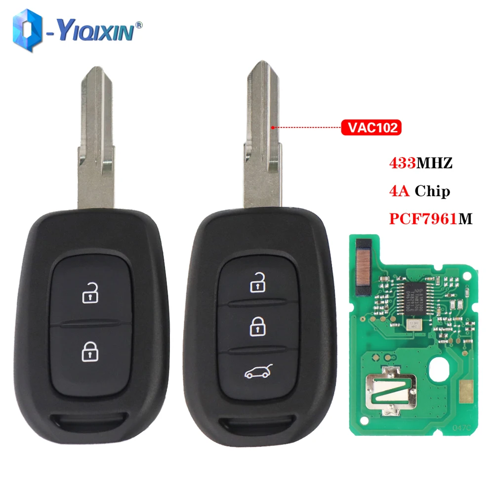 YIQIXIN VAC102 Uncut Blade Auto Control Key For Renault Clio4 Symbol Master3 Trafic Sandero Logan Dacia 4A Chip PCF7961M Remote remote car key fob 433mhz 7961m 4a chip for renault trafic twingo symbol dacia duster logan sandero 2012 2015 2016 va2 blade