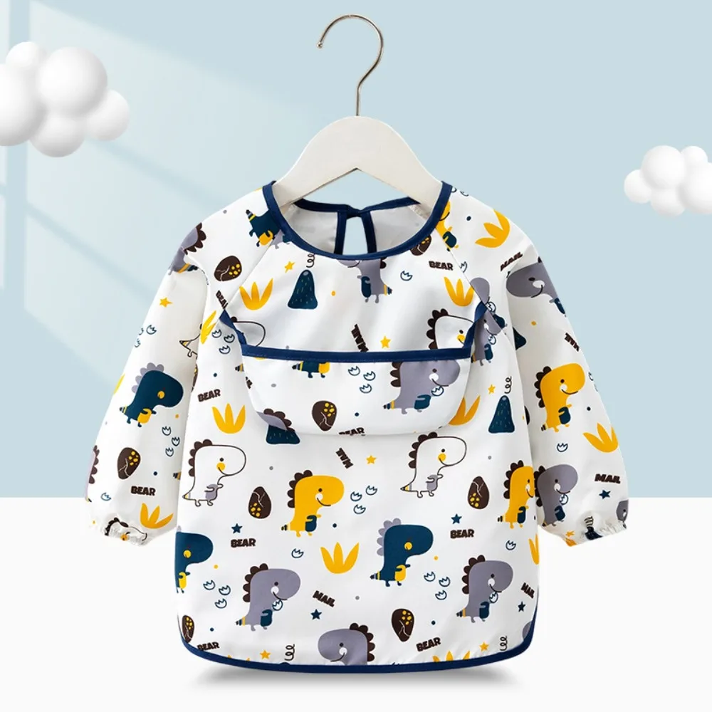 방수  턱받이, 이유식 블라우스, 쌀알 포켓,  긴팔 앞치마, 용 턱받이, 부드러..