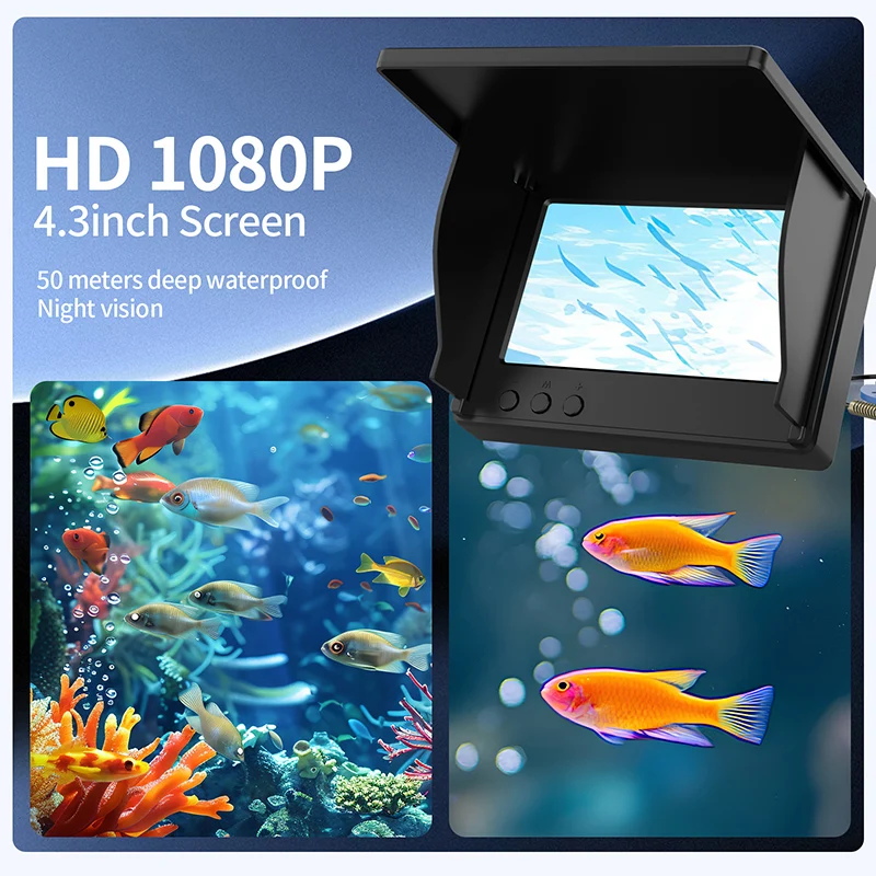 Underwater camera Underwater camera 1080p 4.3 inch lcd Endoscope camera Waterproof 6 Hours Endurance Night Vision 15/30m For ICE/Sea