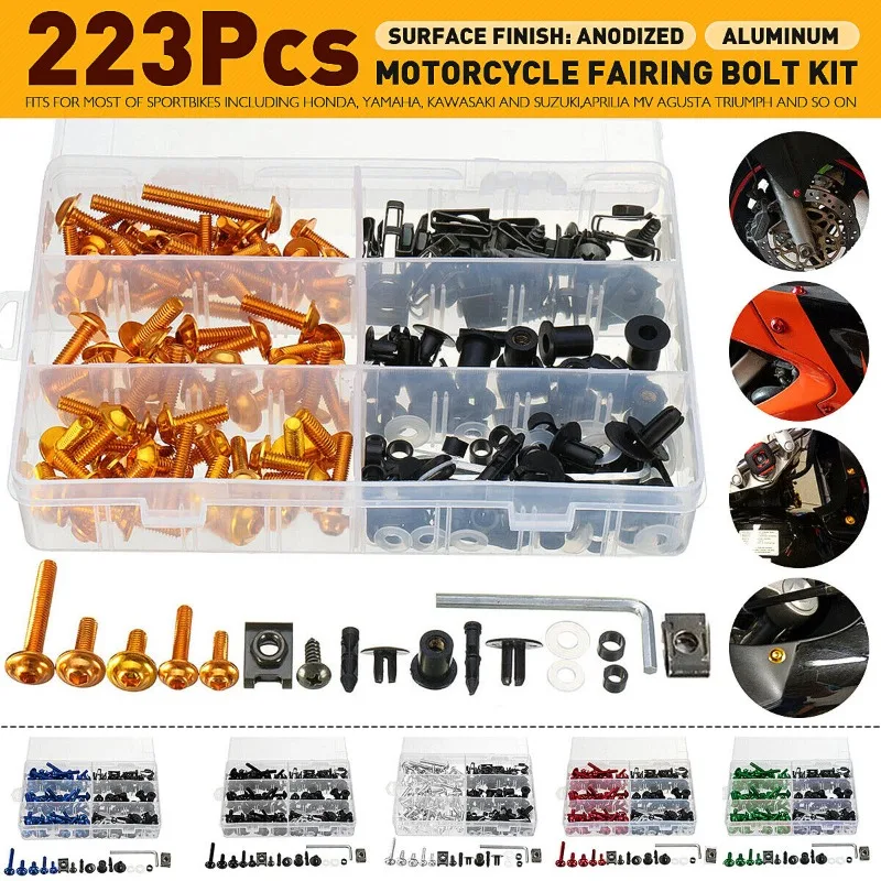 CNC 페어링 볼트 키트 패스너 클립 나사, 혼다 CBR600RR CBR1000RR CBR 600 F2 F3 F4 CBR 600 RR 1000 RR 900 929RR 650R 용, 223 개