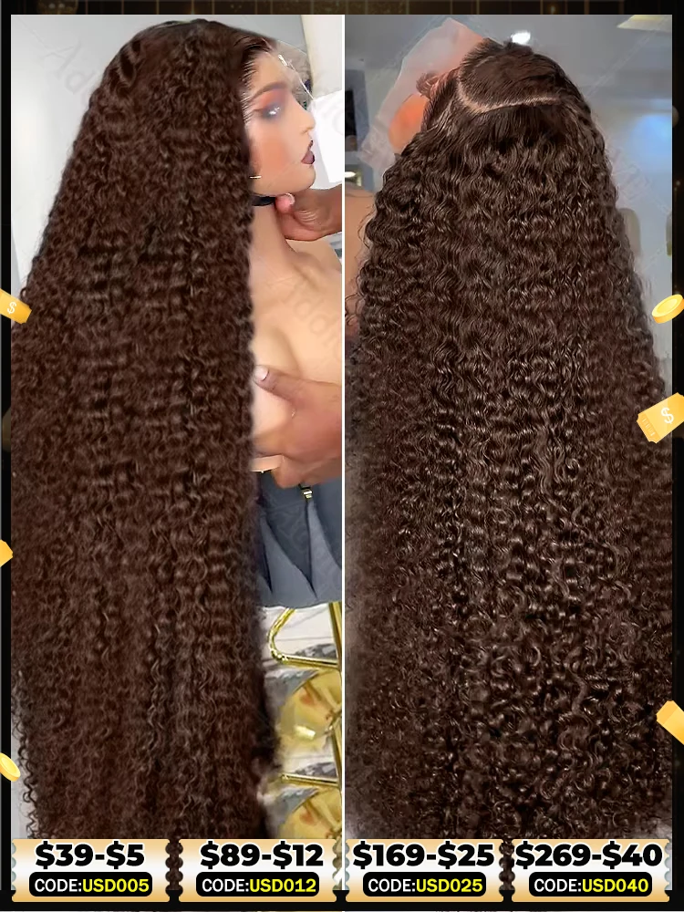 Human hair wig 220% 13x6 13x4 lace front deep wave water wave 30 40 inch transparent lace frontal