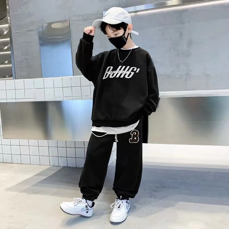 Autumn Children Boy Clothes Set Teenage Sweatshirts Pullover Top And Pants 2 Pieces Suit Fashion Letter Printed Tracksuits 2