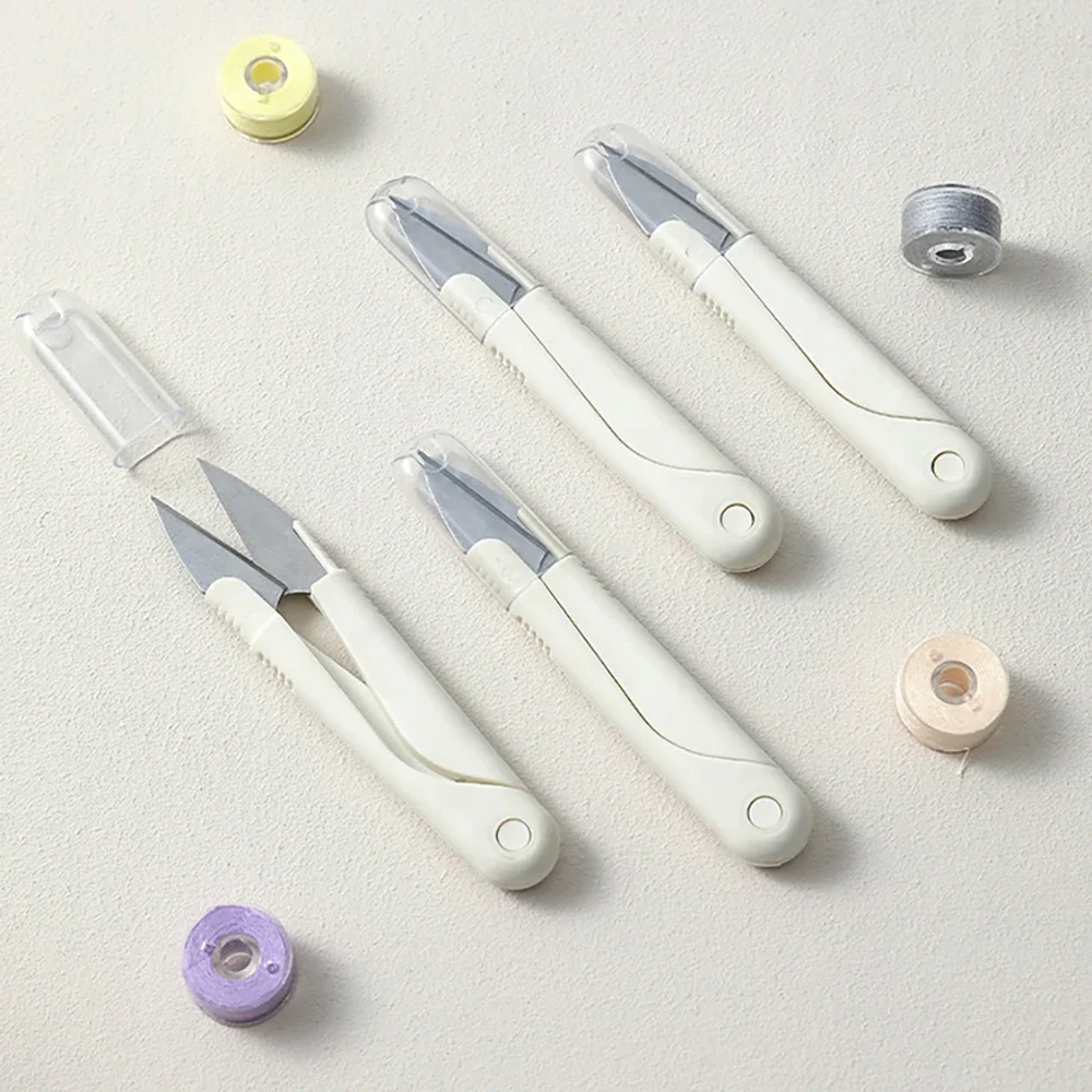 Sewing Scissors Sewing Supplies 3/2/1PCS Stainless Steel Spring Small Scissors Cover Portable Thread Cutting Head