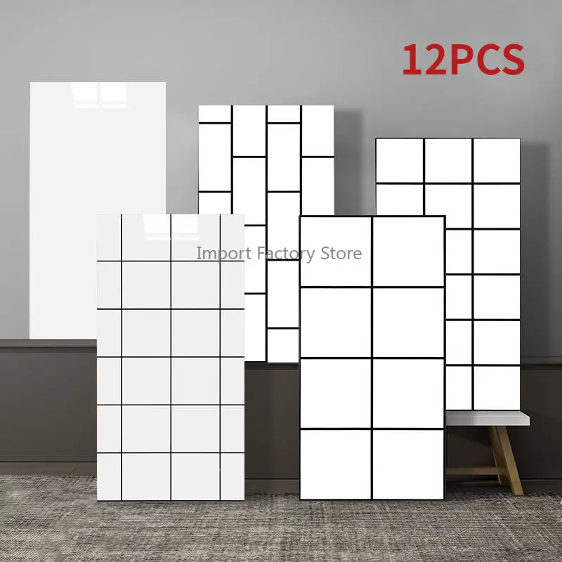 White Checkered Tile Self-adhesive Waterproof Floor Sticker Living Room Bath Kitchen Glossy Wall Protection Panel Decoration chahua kitchen dishwashing gloves extended sleeves warm gloves maximum protection and comforting the ultimate kitchen