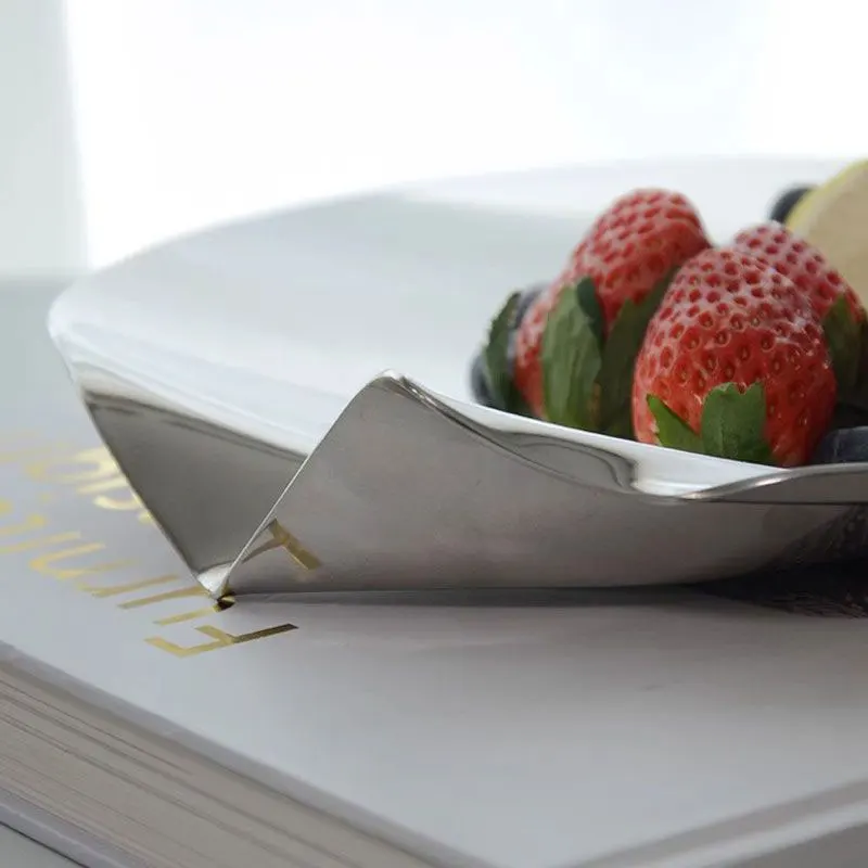 Fruit ​Bowl 304 Stainless Steel Creative Living Room Boat-shaped Fruit Bowl Fashion Bar Bowl Basket