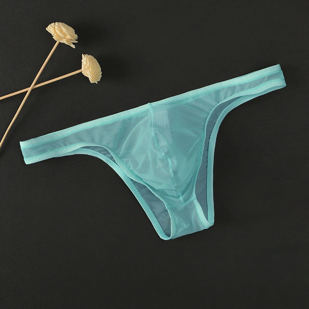 

Men Sexy See-Through Lace Low Waisted Boxer Briefs Sheer Breathable Mesh Pouch Underwear Lingerie Solid Men's Thong Panties