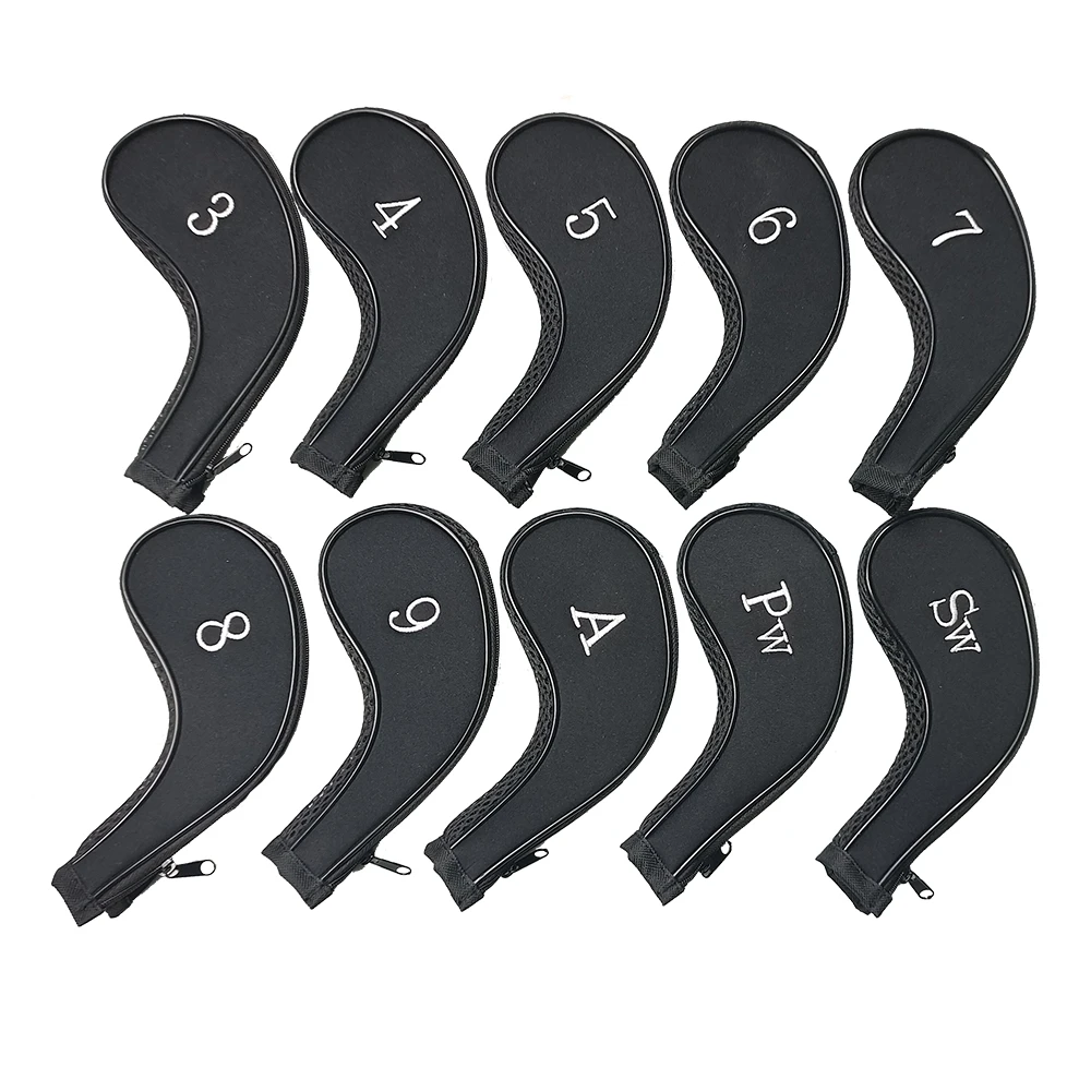 10pcs Golf Club Head Covers Set Zipper Headcovers For Golf Clubs Iron Covers With Interchangeable Number Tag Accessories golf iron head covers,golf club head covers