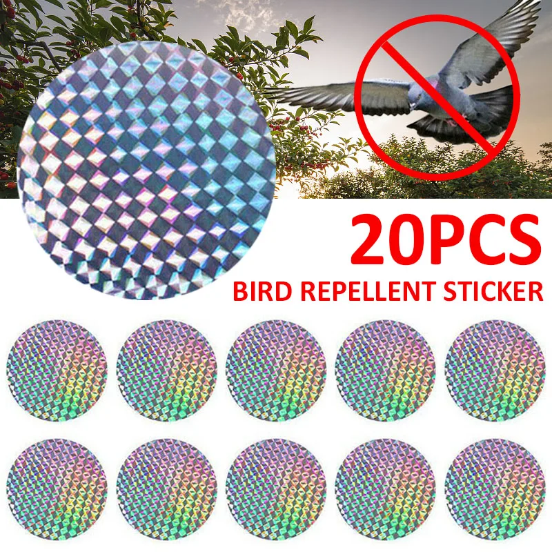 20Pcs Adhesive Anti Bird Reflective Sticker Flash Reflective Bird Scare
