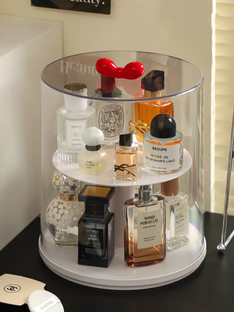 360° Rotating Perfume Storage Box Dust-proof Acrylic Organizer for Makeup Perfume Cosmetic Storage Rack Perfume Holder Shelf 4