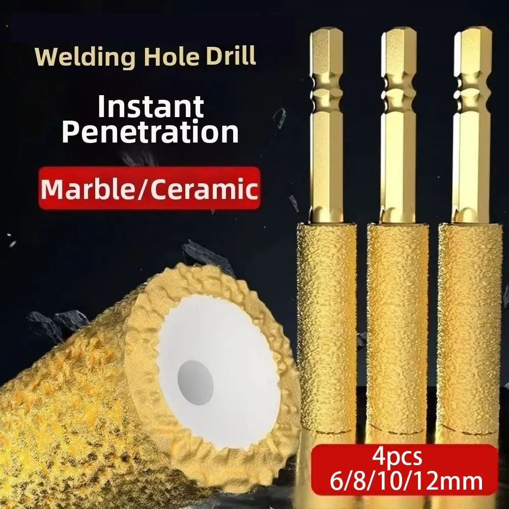 6/8/10/12mm Size Hexagonal Shank Core Drill Bit Hexagonal Shank Design Effective Drilling Dry Drilling Hole Bit Edge Trimming