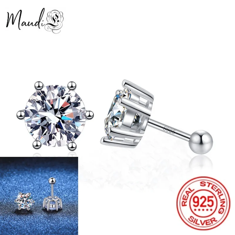 

1ct Certified Moissanite Stud Earrings for Men Women Created Diamond Studs S925 Rhodium Plated Luxury Quality Jewelry