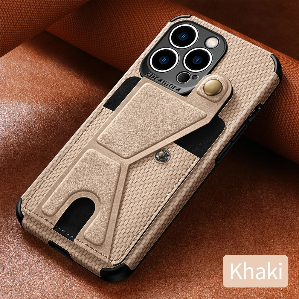 Luxury Card Slot Magnetic Car Holder Case For iPhone with Kickstand