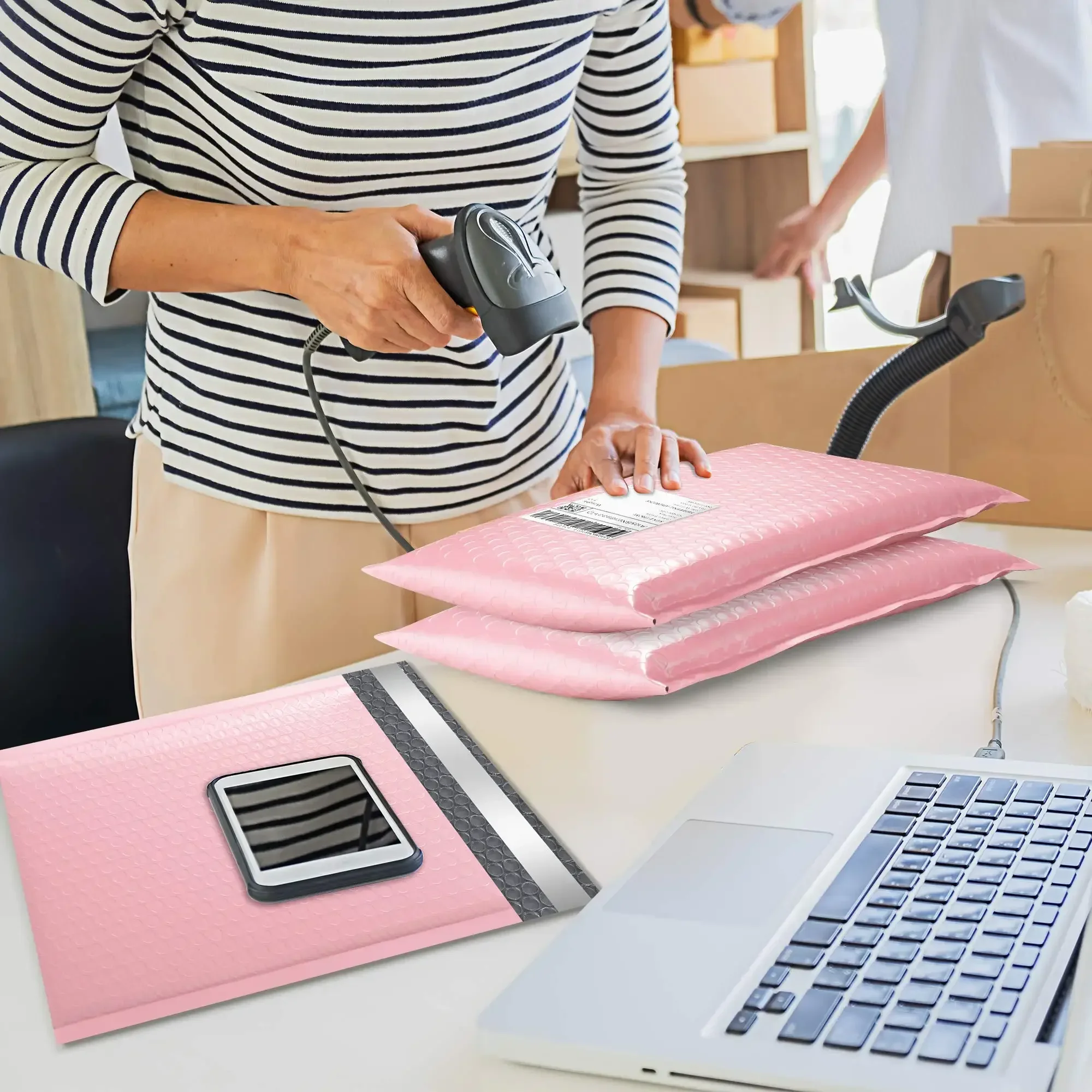 

Padded for Pcs Envelopes Self Bubble Pink Mailing Packaging Business Light Shipping 100 Mailers Seal