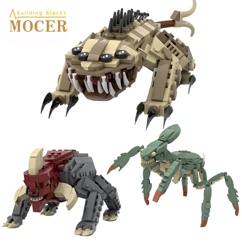 

MOCER MOC Star Movie Animals Figures Geonosian Arena Three Beasts Reek Nexus and Acklays Monster Set Building Blocks Toys Gift