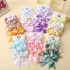 2/3Pcs Lovely Solid Color Ribbon Bows Hair Clip for Kids Girls Hairpins Barrettes Handmade Baby Headwear Kids Hair Accessories 3