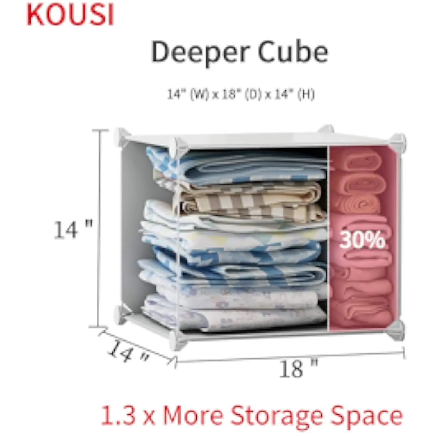 Large Cube Storage 1418 Depth Cube 16Cubes Organizer Shelves Clothes Dresser Closet Storage Organizer Cabinet Shelving Bookshelf 5